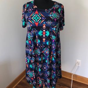 LuLaRoe geometric multicolor Carly dress 3XL